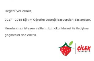 2017 - 2018 Eğitim Öğretim Desteği Başvuruları